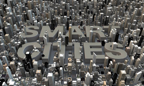istock Smart Cities 3d letters in between skyscrapers 181858602