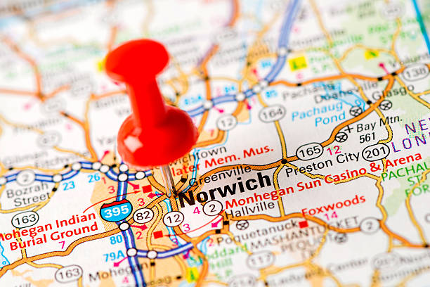 istock US capital cities on map series: Norwich, CT 181859017