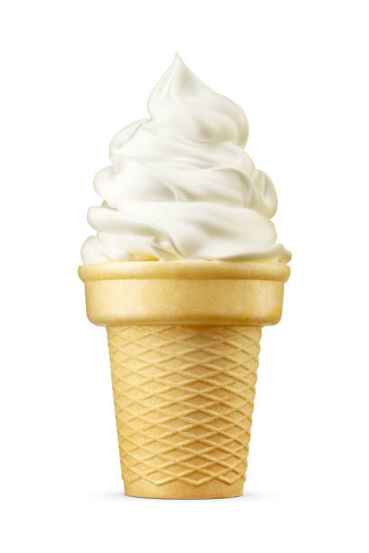 istock Soft serve vanilla ice cream cone isolated on white background. 1818591012
