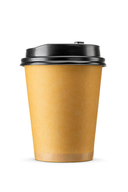 istock Takeaway Kraft paper cup for hot beverages isolated on white. 1818591572