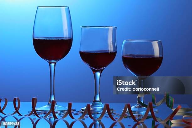 Three Glasses At The Party Stock Photo - Download Image Now - Alcohol - Drink, Anniversary, Birthday