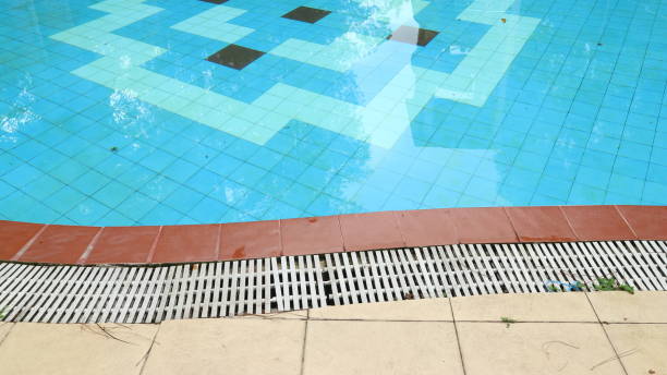 istock Overflow grating of swimming water pool. 1818596849