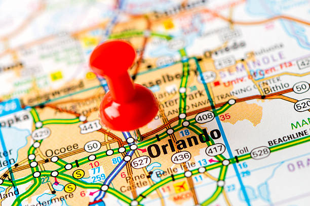 istock US capital cities on map series: Orlando, FL 181859697