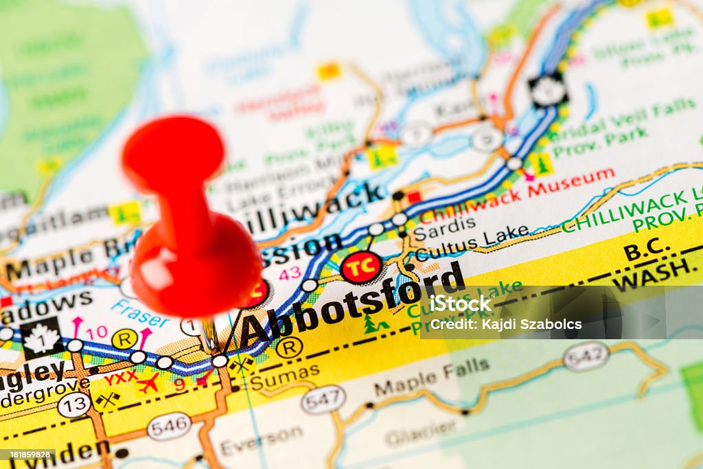 Nós capitais no mapa series: Abbotsford, BC - Foto de stock de Abbotsford - Canadá royalty-free