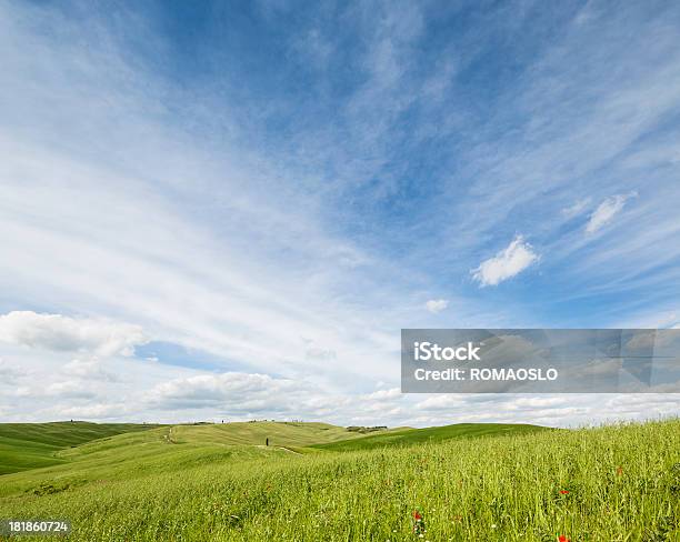 Campo E Panorama Di Nuvole In Val Dorcia Toscana Italia - Fotografie stock e altre immagini di Agricoltura