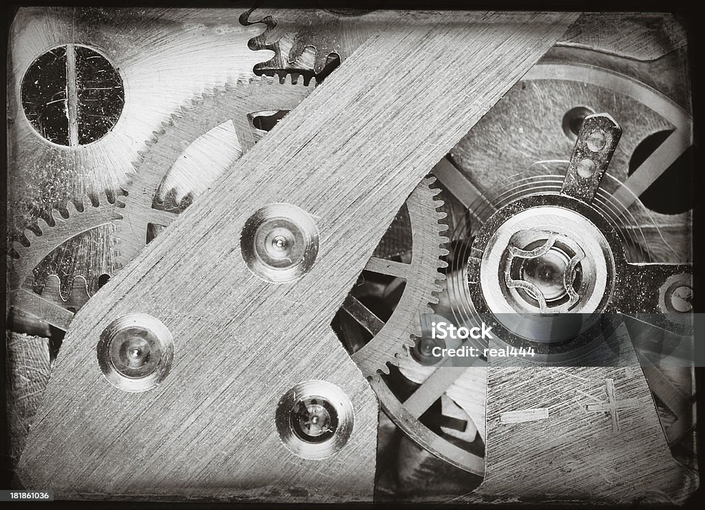 Gears no relógio antigo - Foto de stock de Antigo royalty-free