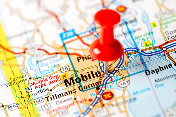 istock US capital cities on map series: Mobile, AL 181861065