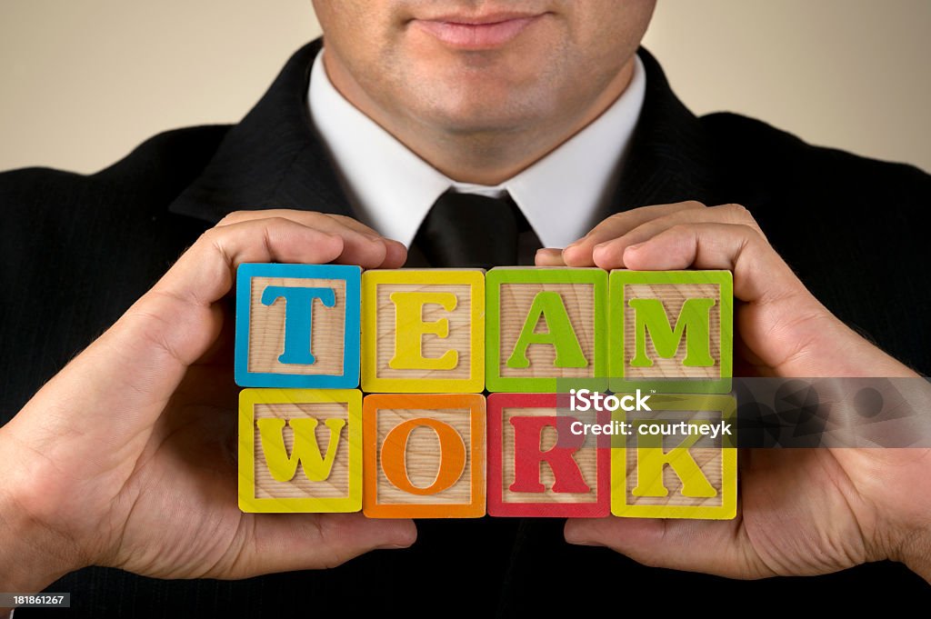 Concetto di lavoro di squadra di blocco. - Foto stock royalty-free di A forma di blocco