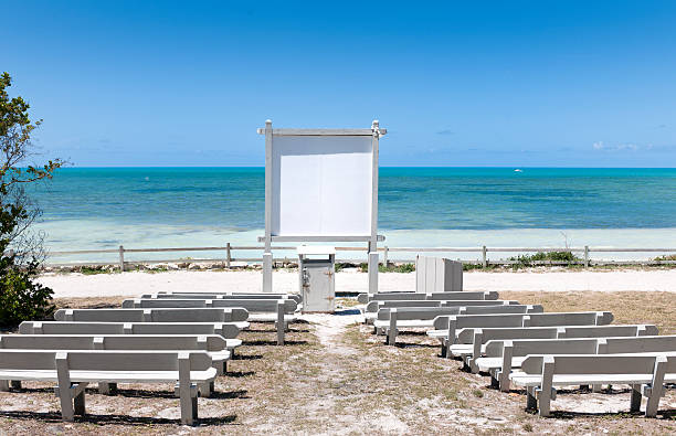 open air movie theater on beach