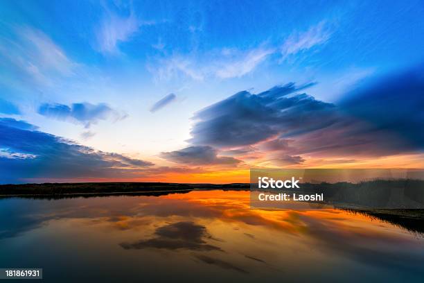 Sunset At Lake Stock Photo - Download Image Now - Aspirations, Beauty In Nature, Blue