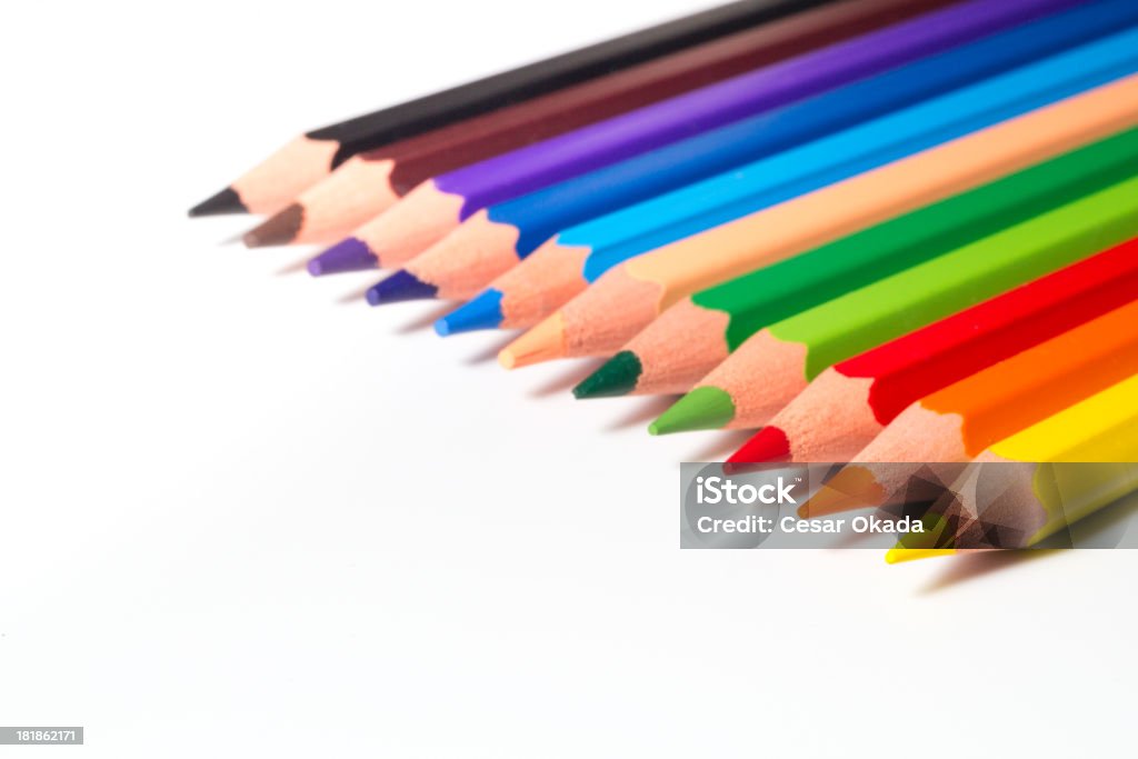 Colored pencils Colored pencils isolated on white. Beige Stock Photo