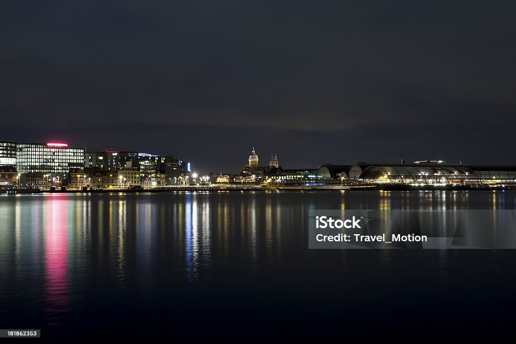 skyline de Amesterdão, iluminado à noite - Royalty-free Amesterdão Foto de stock