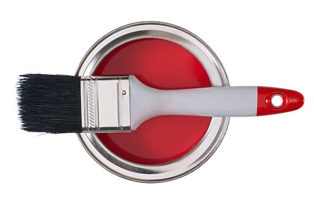 istock Paintbrush on a tin of red paint 181864431