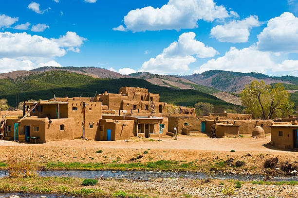 Adobe Architecture "View of buildings in adobe architecture in Taos Pueblo, New MexicoSimilar images:" adobe material photos stock pictures, royalty-free photos & images