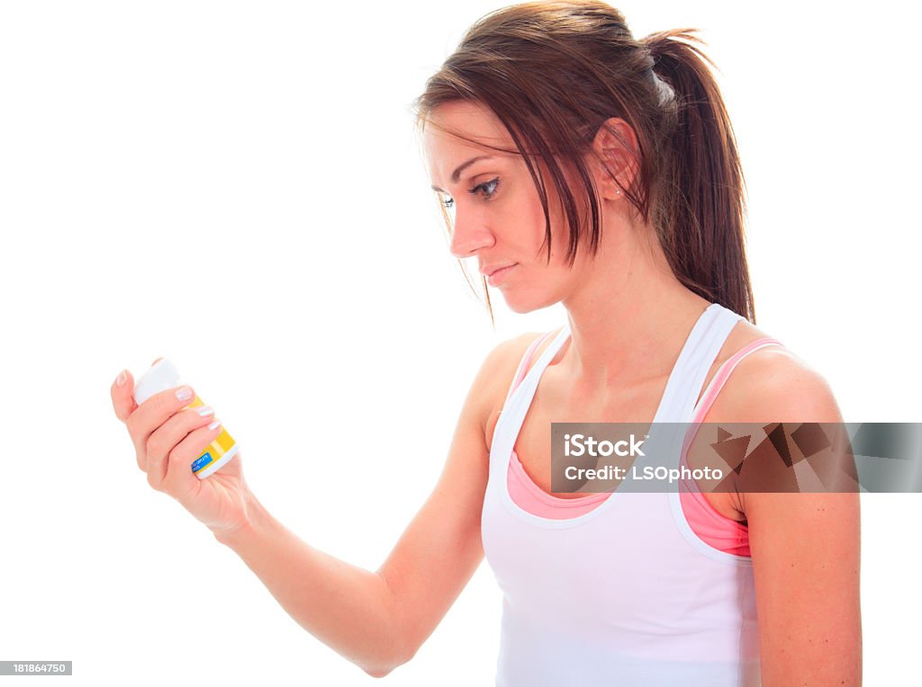 Woman Read Med Indication Instructions Stock Photo