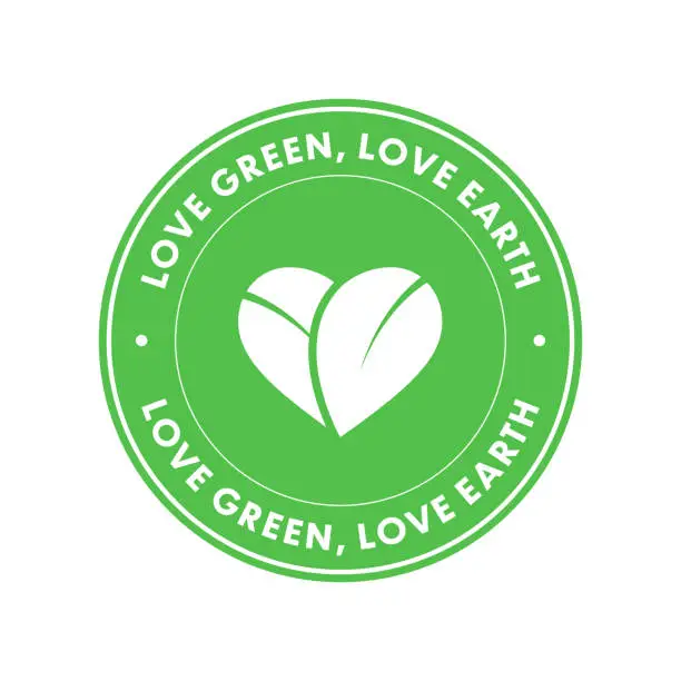 Vector illustration of Information sign or sticker with love green, love earth concept. This vector label is suitable for use on package design, websites, web banners, stickers, posters, and flyers.