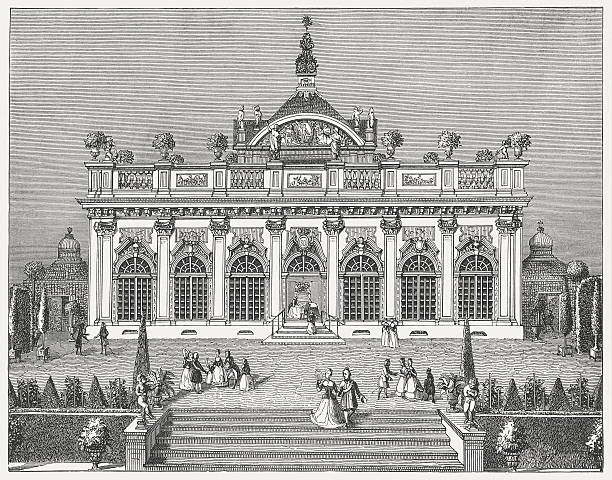 istock Monbijou Palace in Berlin (1732), wood engraving, published in 1877 181865075