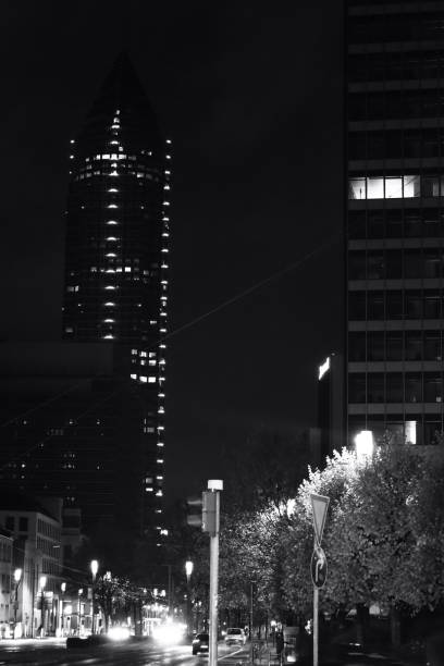 istock Frankfurt Night Black and White Light people Buildings 1818653962