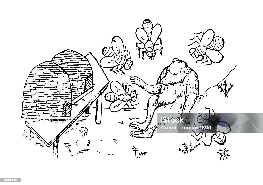 Średniowieczny pszczół miodnych i niedźwiedzia - Zbiór ilustracji royalty-free (Średniowieczny)