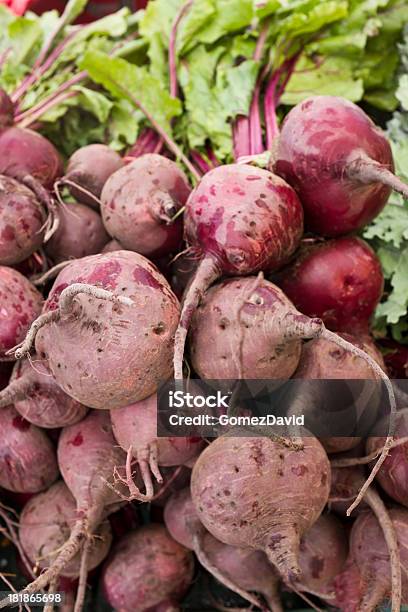 Closeup Organic Barbabietole In Aperto Farmers Market - Fotografie stock e altre immagini di Affollato