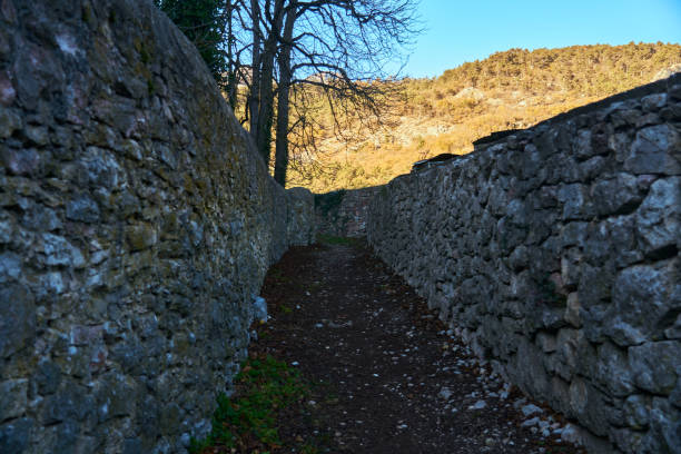 istock mountain road with stone walls in autumn 1818657183