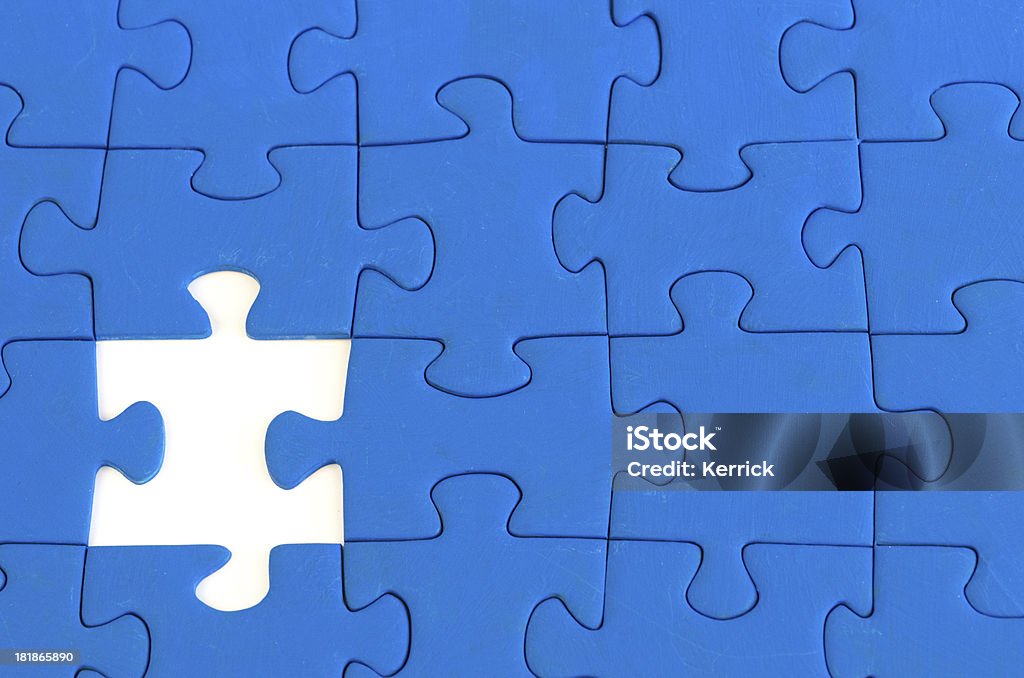 Blaue Puzzle mit lost Stück - Lizenzfrei Berufliche Beschäftigung Stock-Foto