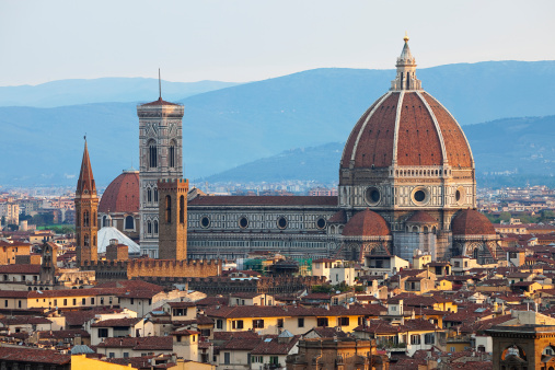 The Basilica Santa Maria del Fiore in Florence Italy, also known as the Duomo,