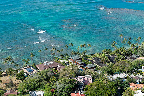 Houses on Pacific Ocean in Oahu HI