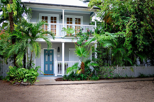 Beautiful Key West Home Beautiful antebellum style home in Key West, Florida, USA. Front view mike cherim stock pictures, royalty-free photos & images