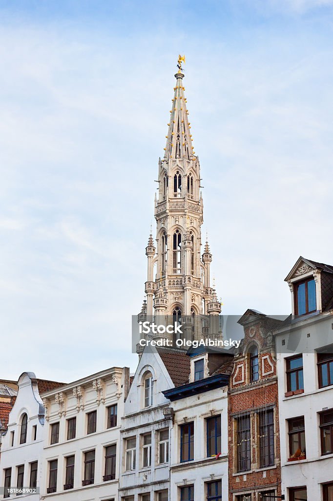 Spire da Câmara Municipal (Hotel de Ville, em Bruxelas. - Royalty-free Grand-Place Foto de stock