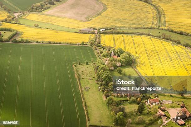 Aerial View Of Cultivated Land In London Stock Photo - Download Image Now - Aerial View, Agricultural Building, Agricultural Field
