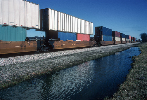 Trains - Stack Train Reflection - 2005. Scanned from Kodachrome 64 slide.