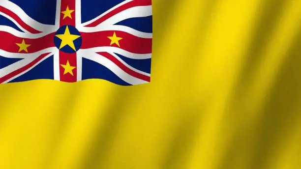 Vector illustration of Niue flag waving in the wind. Flag of Niue images