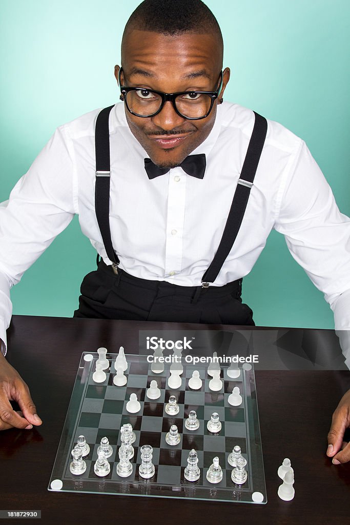 Nerd de xadrez - Foto de stock de Brincalhão royalty-free