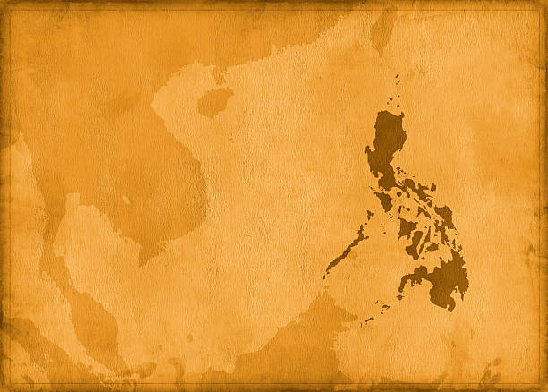 vintage mapa das filipinas - philippines map retro revival cartography - fotografias e filmes do acervo