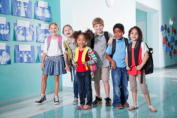 istock Children in school hallway 181873713
