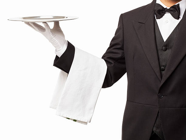 istock Butler Holding Tray And Napkin - Isolated 181873734