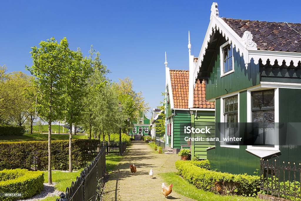 の伝統的な家屋ザーンセスカンス、オランダ - 夏のロイヤリティフリーストックフォト