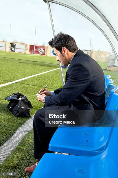 Soccer Trainer Stock Photo - Download Image Now - Soccer, Sports Dugout, Bench