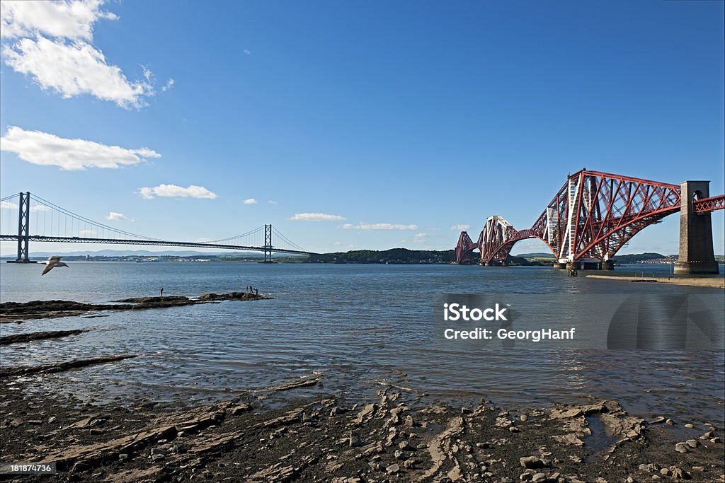 Forth Road and Rail Bridge The Forth Road Bridge and Forth Rail Bridge. The bridges provide road and rail access across the Firth of Forth. Architecture Stock Photo