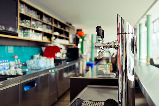 istock Empty bar with countertop and beer tap 181875138