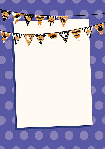 복고풍 할로윈 장식용 깃발 디자인식 복사 공간이 - halloween pumpkin bunting backgrounds stock illustrations