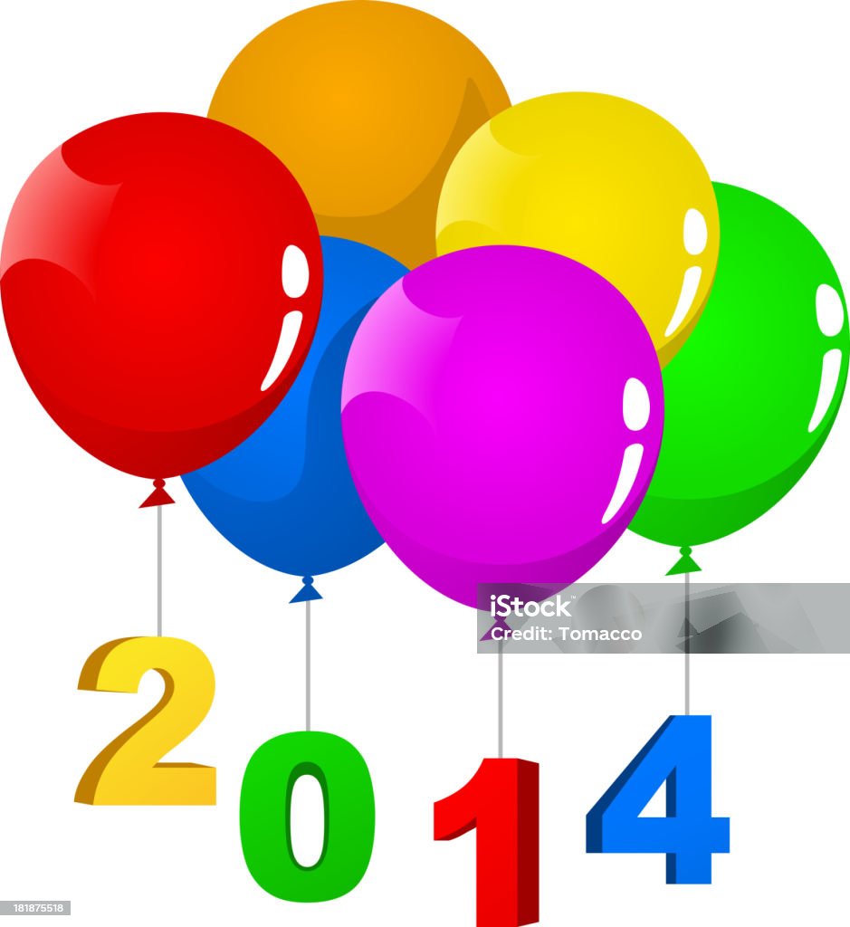 Feliz Año Nuevo 2014 Balloon Banner de Eve - arte vectorial de 2014 libre de derechos