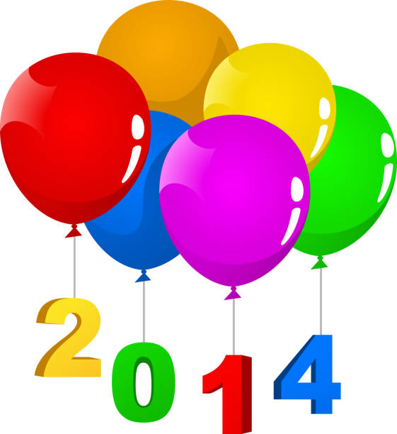 illustrations, cliparts, dessins animés et icônes de joyeux nouvel an 2014 balloon bannière - 2013 new years eve number year