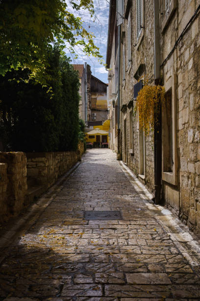 Empty street in historic Old Town Zadar, Croatia