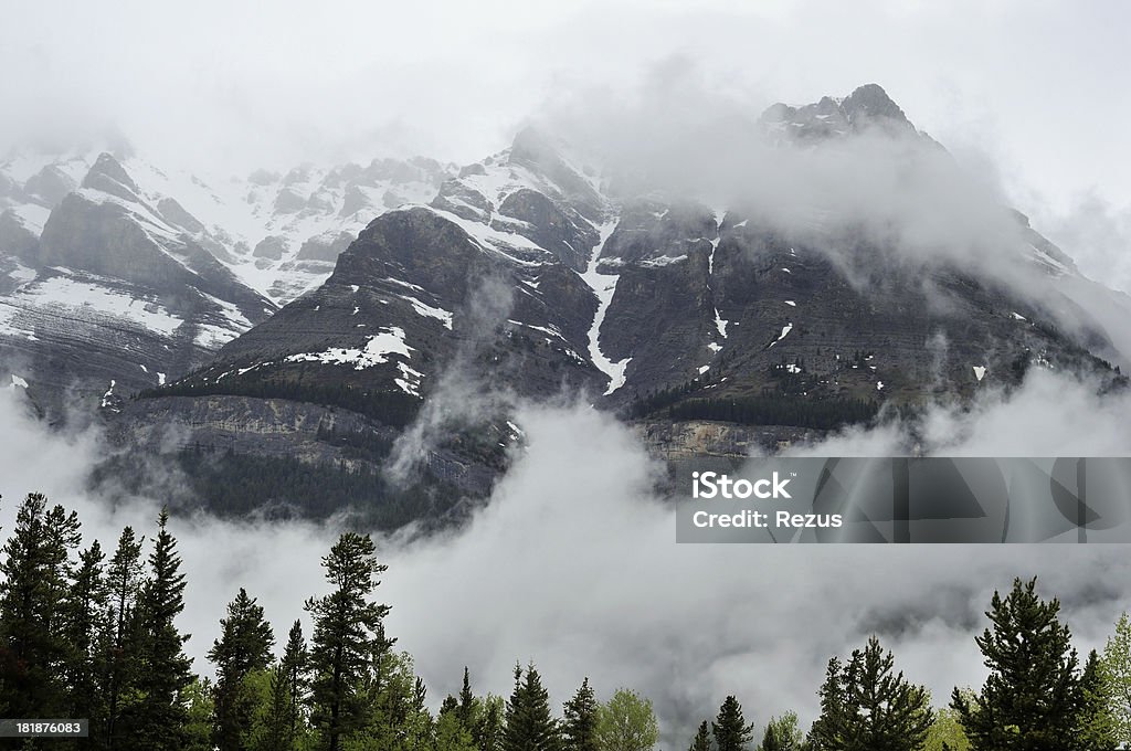 Nebbioso paesaggio di montagna in Canada Rokies - Foto stock royalty-free di Alba - Crepuscolo