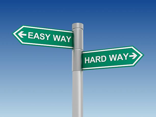 istock Directional Sign with easy and hard way 181876786
