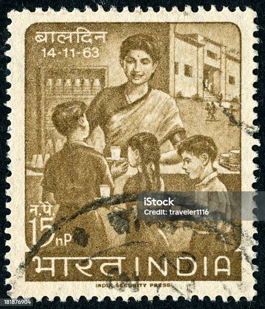 Индийская День Детей Печать — стоковые фотографии и другие картинки Почтовая марка - Почтовая марка, Индия, Здоровое питание