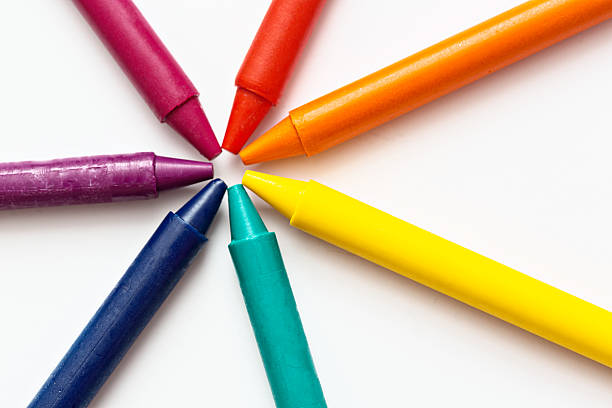 istock Rainbow wheel of wax crayons all ready for art class 181877286
