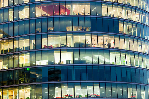 istock Offices Illuminated at Night, London, England 181877609